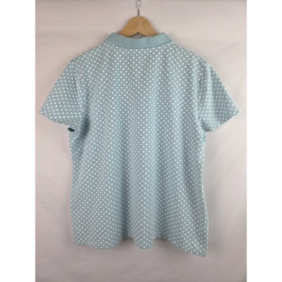 Tommy Hilfiger Womens Polo Golf Shirt Size XXL Light Blue Polka Dot Short Sleeve - Picture 9 of 10